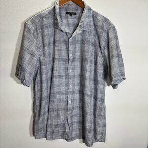Robert Barakett XXL Short Sleeve Button Front Gray Textured Cotton Shirt